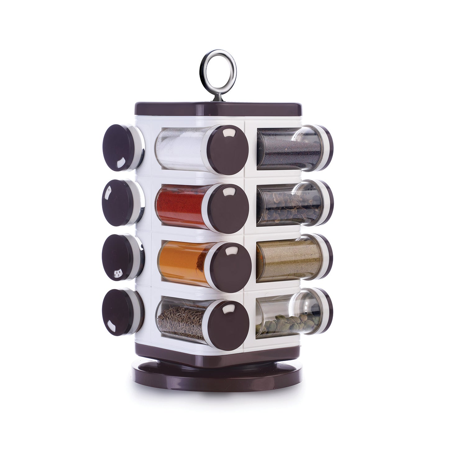 Ganesh Multipurpose Revolving Spice Rack With 16 Pcs Dispenser Each 100 Ml Plastic Spice Abs Material 1 Piece Spice Set 1 Piece Spice Set  (Plastic)