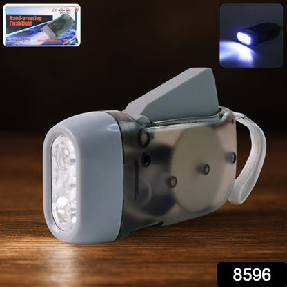 3 Led Hand Press Torch Hand Crank Flashlight Hand Pressing Flashlight Traveling Torch Light Manual Generator Battery-Free Flashlight (1 Pc)