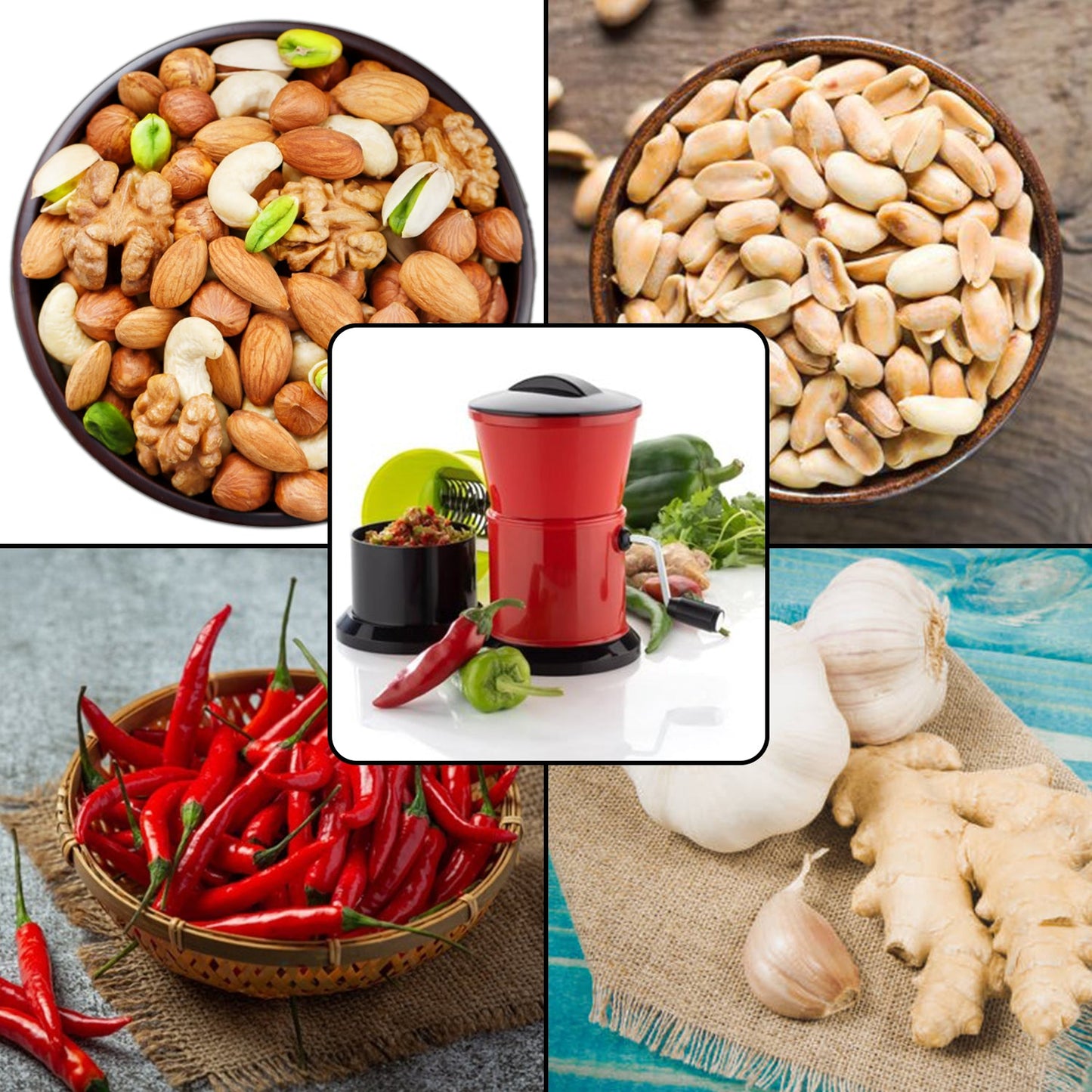 Round Chilly Cutter And Grinder Tool With Effective Sharp Chopping And Cutting Blade System.