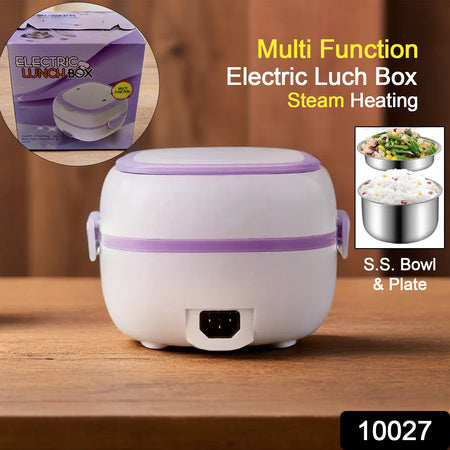 Electric Lunch Box Portable Food Warmer Food Heating Lunch Box Removable Food-Grade Stainless Steel Compartments 220V 200W For Car Truck Office