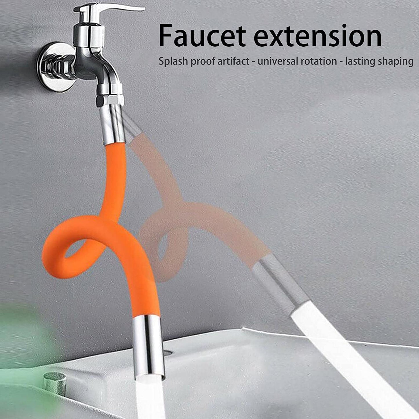 Flexible Water Tap Extender Universal Foaming Extension Tube With Connector 360 Free Bending Faucet Extender Adjustable Sink Drain Extension (18Cm)