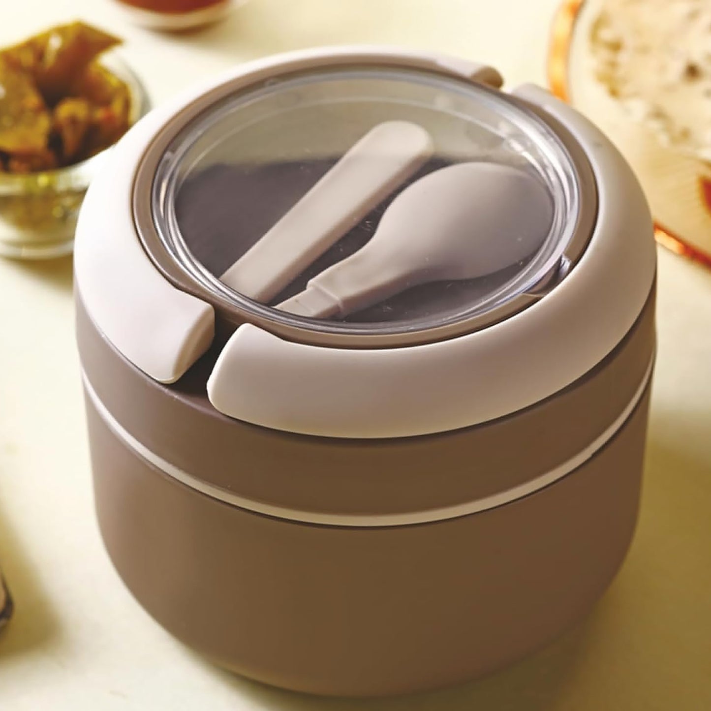 Ganesh Cresta Food Insulated Airtight Leak-Proof Lunch Box With Spoon For Office School Picnic (1Pc)