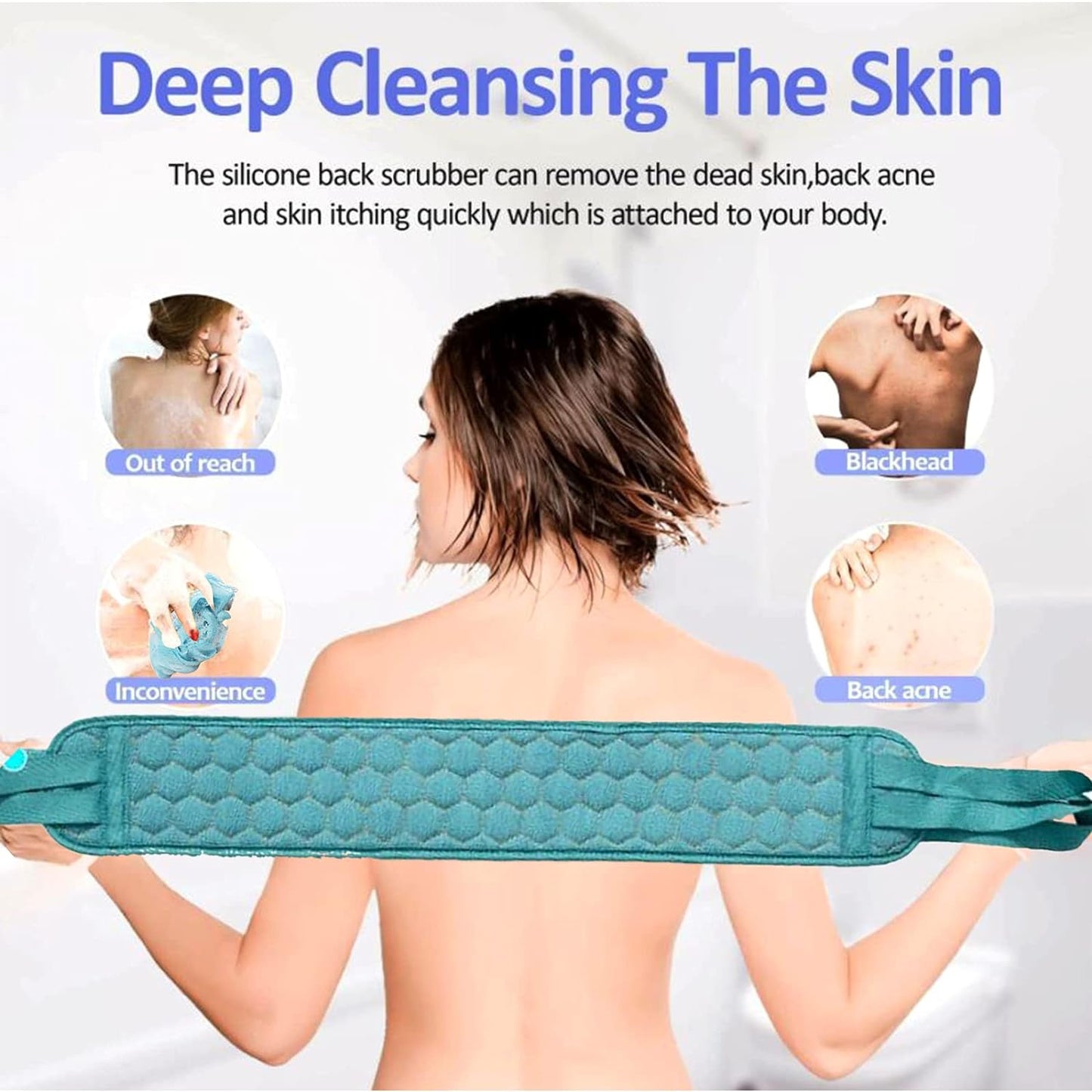 Bath Shower Set Scrubber Loofah Sponge Pouf Bath Brush Extra Long Dual Sided Scrubber Long Lasting Deep Clean Super Soft Body Scrubber For Men Woman (2 Pcs Set)