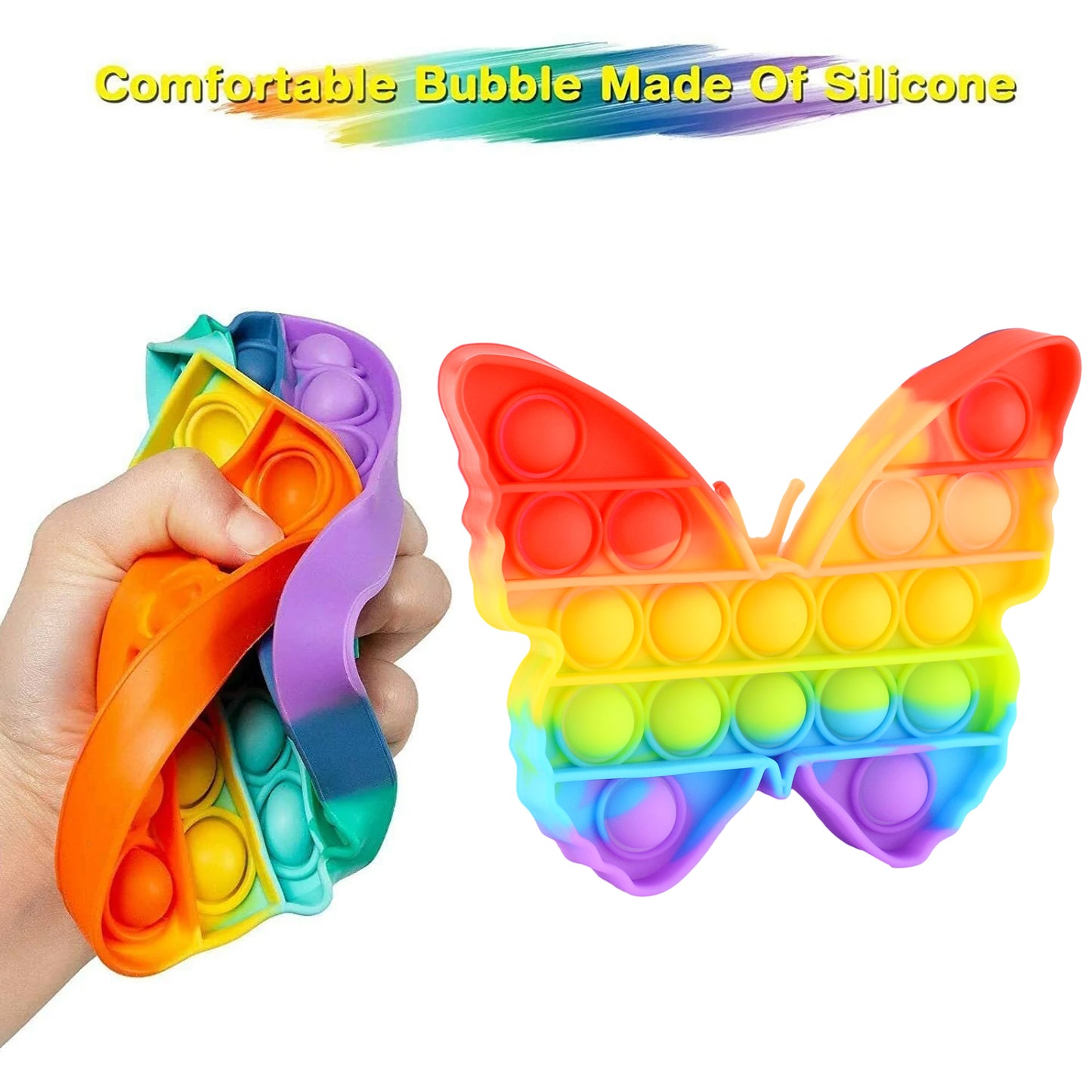 Pop Fidget Toy Push Pop Bubble Fidget Sensory Toy For Kids And Adults Fidget Popper Stress Reliever Sensory Fidget Poppers (Butterfly  Car Shape  1 Pc)