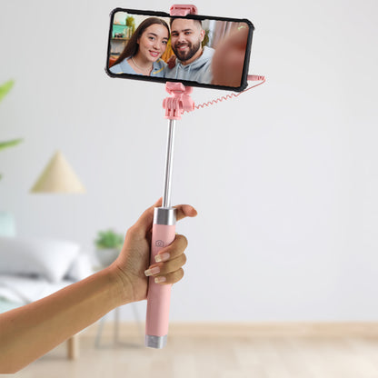 Wired Selfie Stick With Rearview Mirror  Built-In Shutter Button (1 Pc)