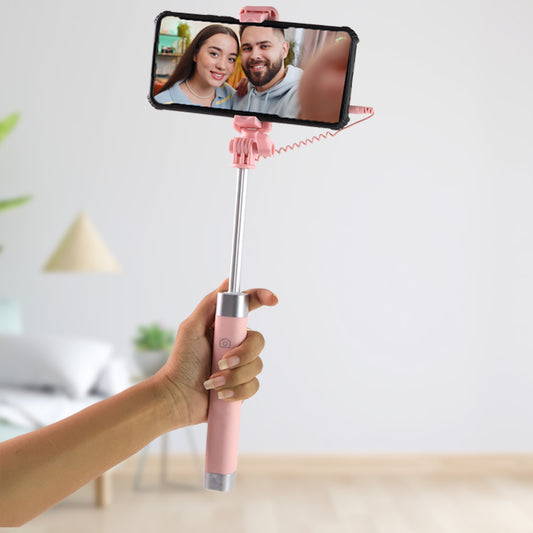 Wired Selfie Stick With Rearview Mirror  Built-In Shutter Button (1 Pc)