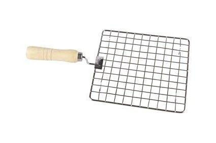 Kitchen Square Stainless Steel Roaster Papad Jali Barbecue Grill With Wooden Handle