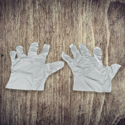 Large Size Plastic Transparent Disposable Clear Plastic Hand Gloves For Home Kitchen Hotels Hospitals Clinics Beauty Parlor Saloons (100 Pcs)