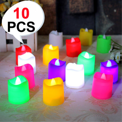 10Pcs Festival Decorative - Led Tealight Candles  Battery Operated Candle Ideal For Party.