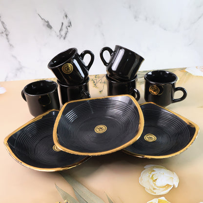 Sweet Buzz Ceramic Tea  Cups  Mug Set With Seashell Shape Serving Bowl Milk Cup Coffee Cup Tea Cup Breakfast Cup Drinking Mug Or Outdoor For Household Gift For Birthday Wedding Party (8 Pcs Set)