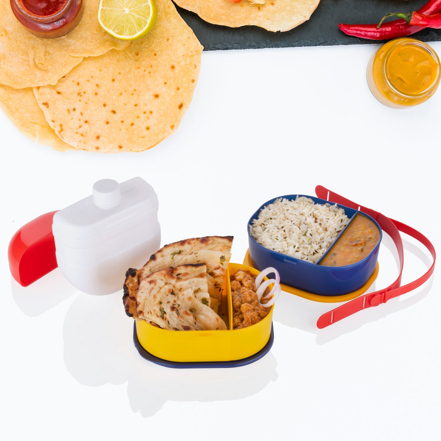 Mr. Chef Smart Lunch Box Capsule Shape Strap-On Lunch Box With Water Bottle And Handle