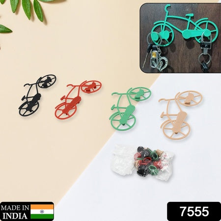 Bicycle Shape Key Chain Holder And Wall Mount Bike Hook Key Holders Plastic Key Holder For Home Office (Pack Of 4)