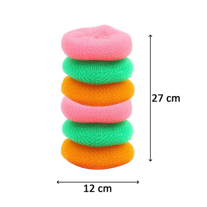 Plastic Scrubber Round Nylon Scrubbers (Pack Of 6)