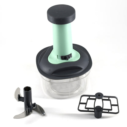 Push Chopper Manual Food Chopper And Hand Push Vegetable Chopper Cutter Mixer Set For Kitchen With 3 Stainless Steel Blade.