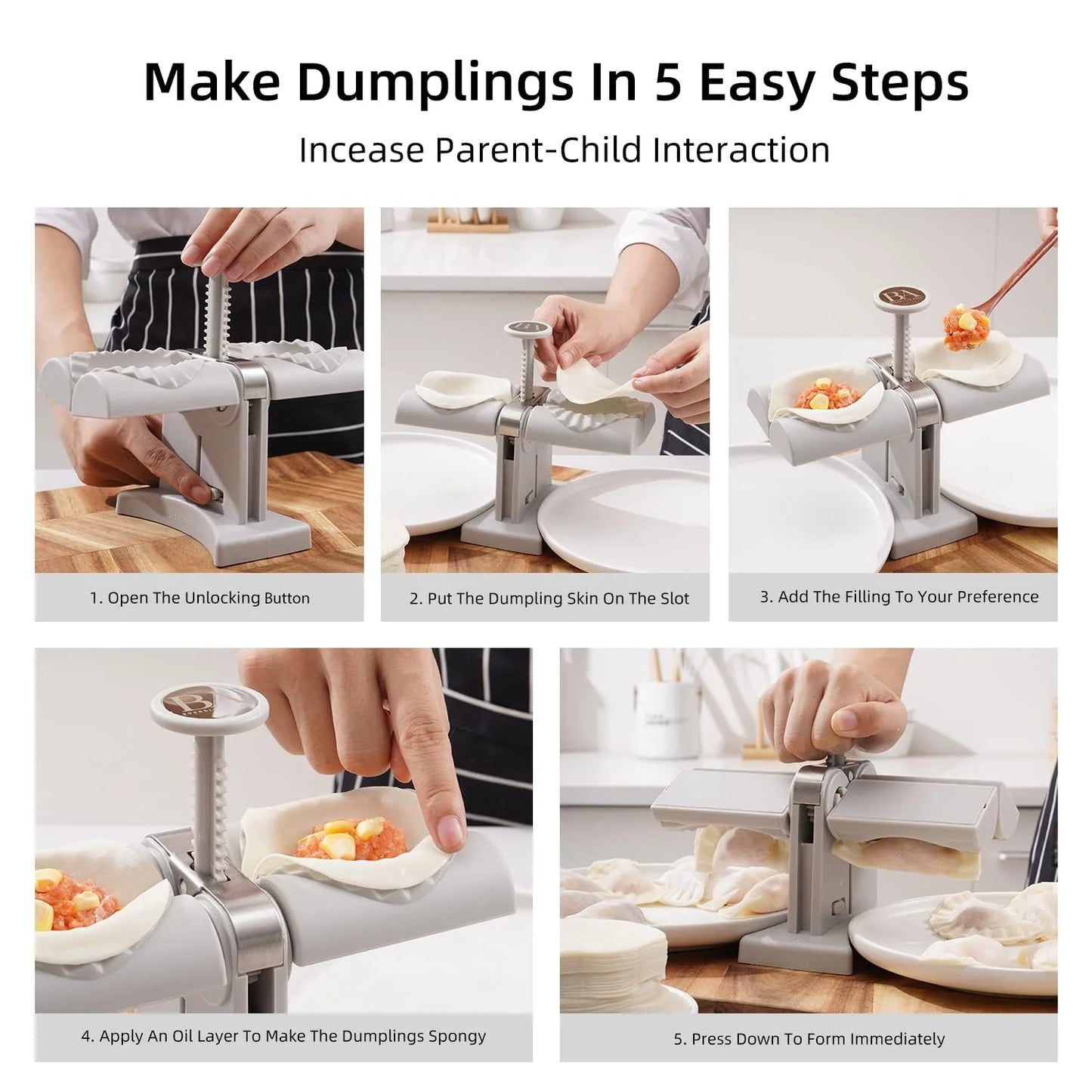 Dumpling Maker Molddouble Head Dumpling Mold Wrap Two At A One Timehousehold Dumpling Maker Mouldeasy-Tool For Making Dumplingsdumpling Press Mold Kitchen Accessories (Brown Box)