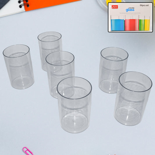 Apexeveryday Plastic Glass Set  6 Pieces Lightweight  Unbreakable