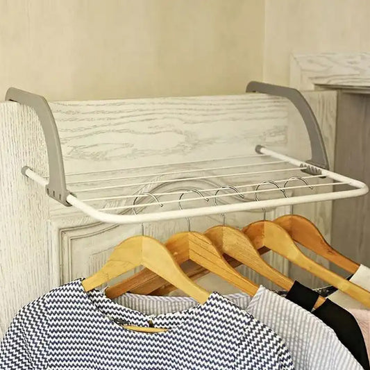 Metal Steel Folding Drying Rack For Clothes Balcony Laundry Hanger For Small Clothes Drying Hanger Metal Clothes Drying Stand Socks And Plant Storage Holder Outdoor  Indoor Clothes-Towel Drying Rack Hanging On The Door Bathroom