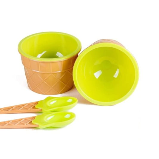 Ice-Cream Waffle Spoon Bowel Cup Set  Premium Ice Cream Set  Ice-Cream Bowel With Spoon 2Pc Couple Bowl Set