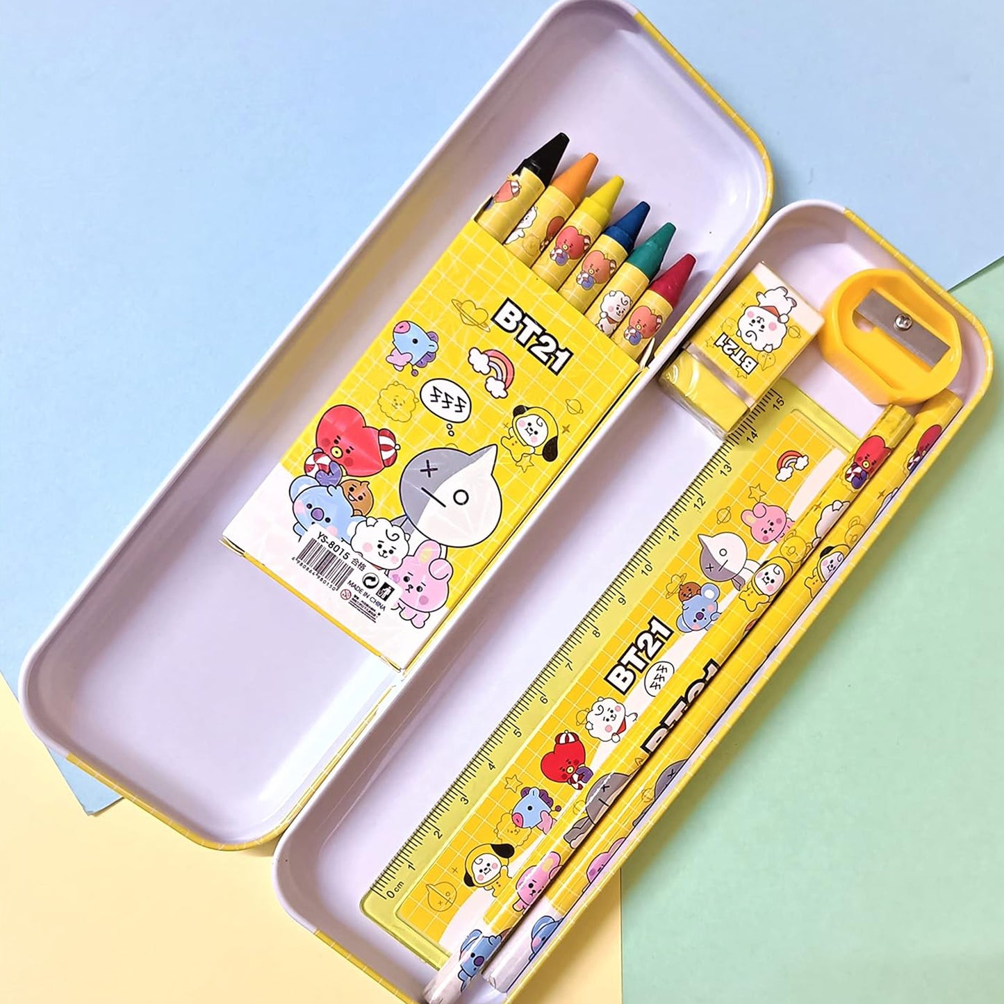 Stationery Kit For Kids - Stationery Set Includes Metal Pencil Box Sharpener Pencil And Eraser Set School Supply Set Birthday Return Gift For Kids Boys Girls (12 Pc Set)