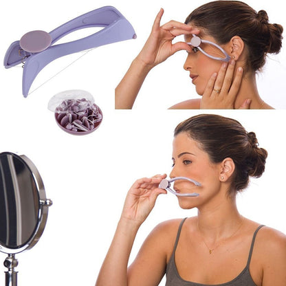 Slique Painless Eyebrow Upper Lips Face And Body Hair Removal Threading Manual Tweezer Machine Shaver System Kit