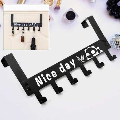 Heavy-Duty Carbon Steel Cartoon Nice Day Over Door Hook Hanger Rack Towel Hanger Removable Door Hook Coat Scarf Cloths Hanger (1 Pc  6 Hook)