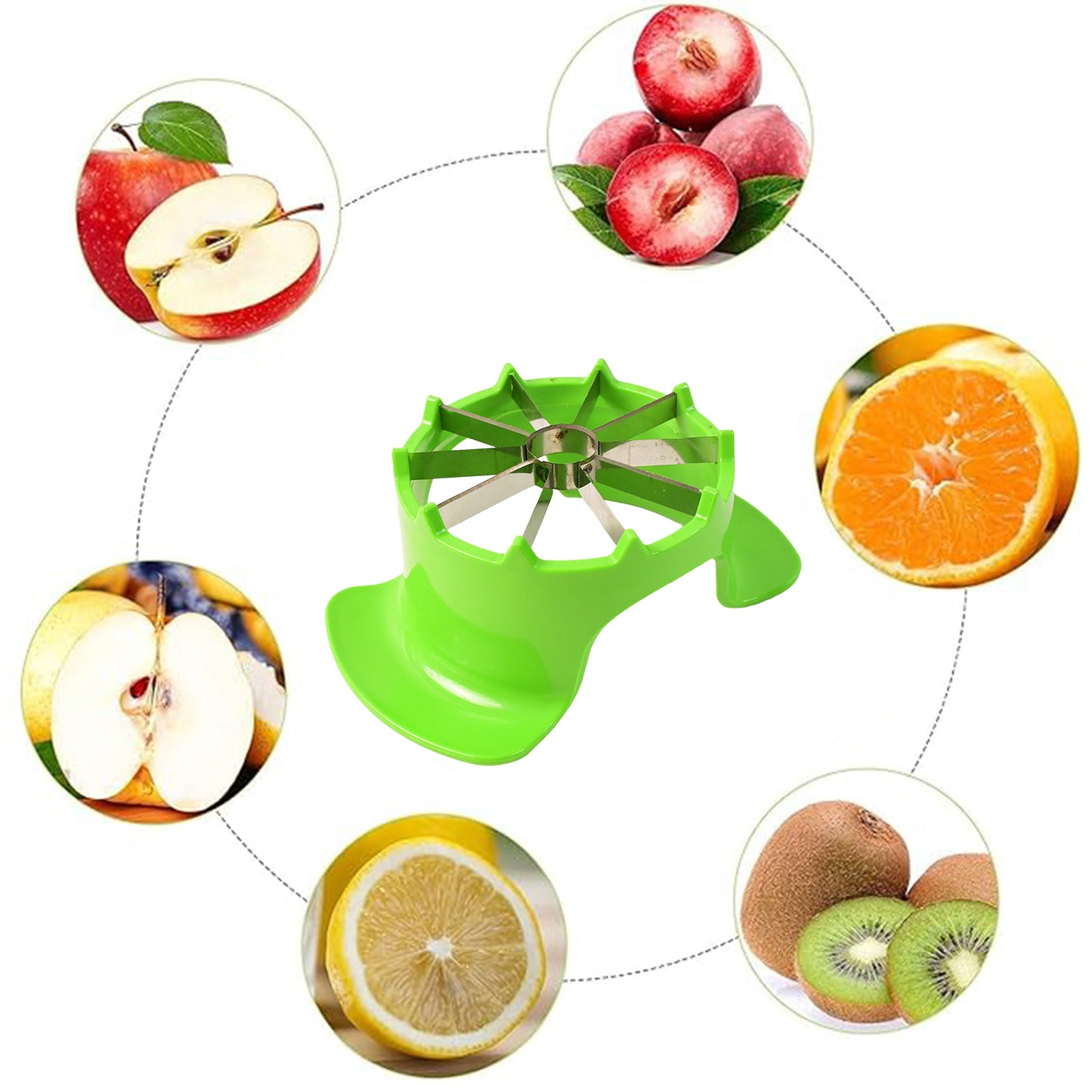 Apexapple Cutter With Container  Unbreakable Abs Body  Stainless Steel Blades