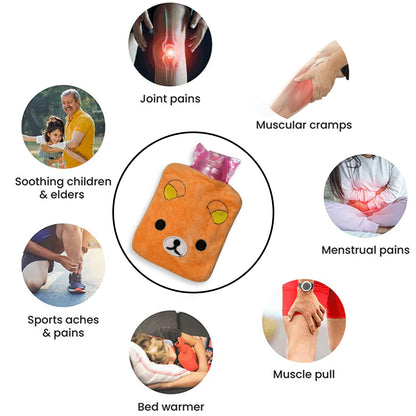 Orange Panda Small Hot Water Bag With Cover For Pain Relief Neck Shoulder Pain And Hand Feet Warmer Menstrual Cramps.