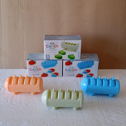 Cartoon Shape Mold Ice Candy Popsicle Mold Ice Plastic Ice Candy Maker Kulfi Maker Molds Set With 4 Cups (1 Pc  Multicolor)