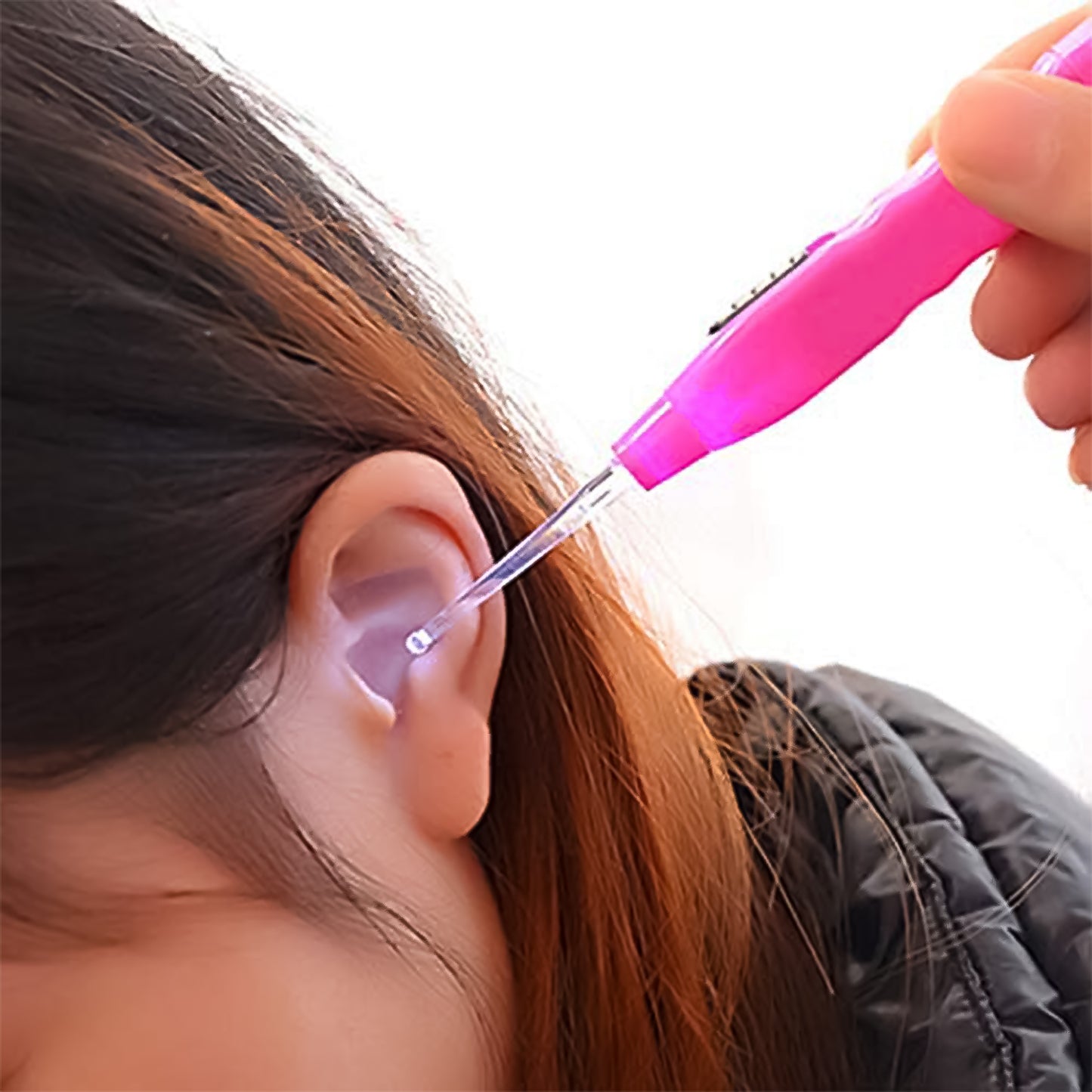 Pinkled Flashlight Earpick With Tweezer (1 Pc)