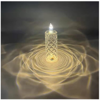 Rose Candles Led Flameless And Smokeless Decorative Acrylic Transparent Candles Led Tea Light Candle Perfect For Gifting Home Diwali Christmas Crystal Candle Lights (1 Pc)  (Moq - 12 Pc )