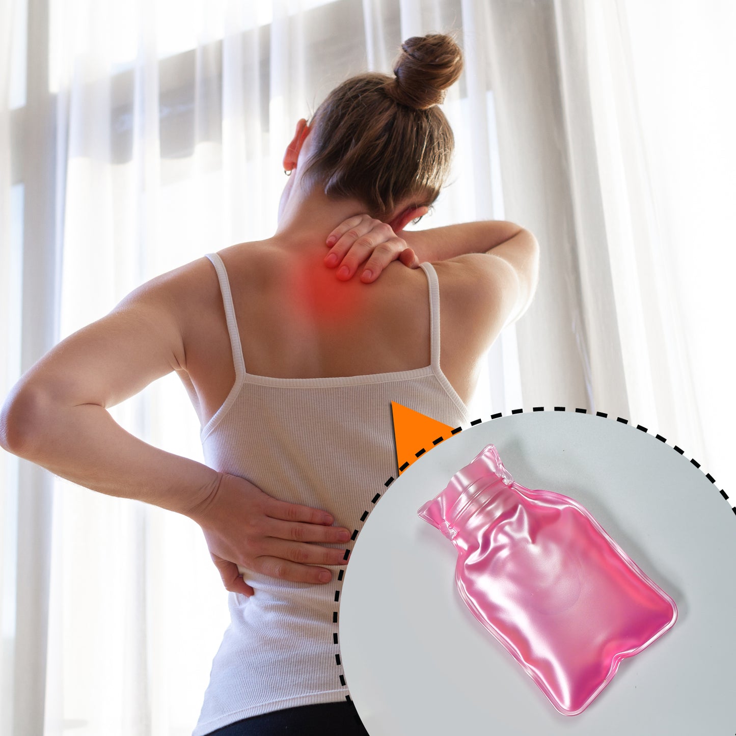 Simple Pink Small Hot Water Bag With Cover For Pain Relief Neck Shoulder Pain And Hand Feet Warmer Menstrual Cramps.