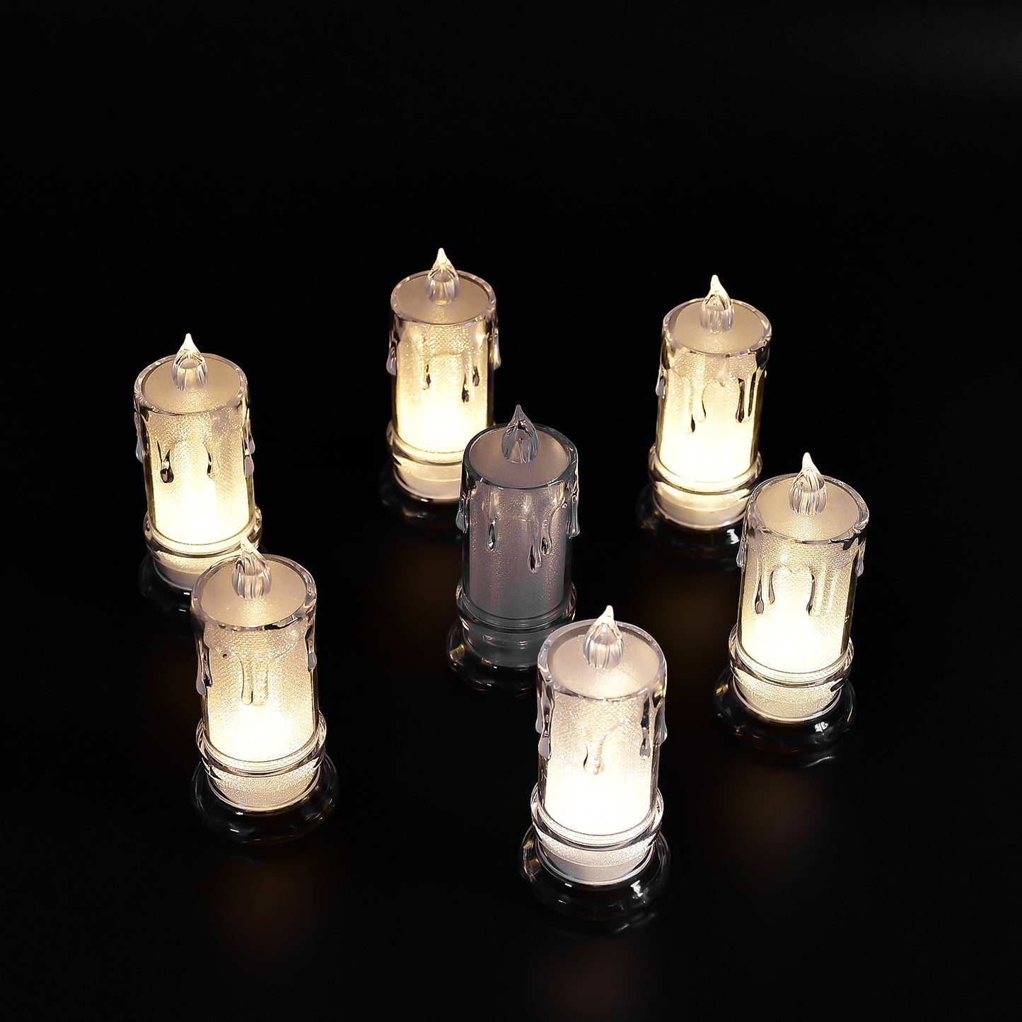 Big Size Flameless Melted Design Candles For Decoration (Set Of 12Pc)