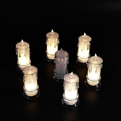 Big Size Flameless Melted Design Candles For Decoration (Set Of 12Pc)