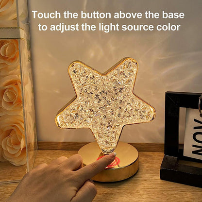 Star Shape Crystal Diamond Lamp Cordless Luxury Lamp With Usb Rechargeable 3-Way Dimmable  Touch Control Decorative Nightstand Lamp For Bedroom Living Room Party Restaurant Decor (1 Pc )