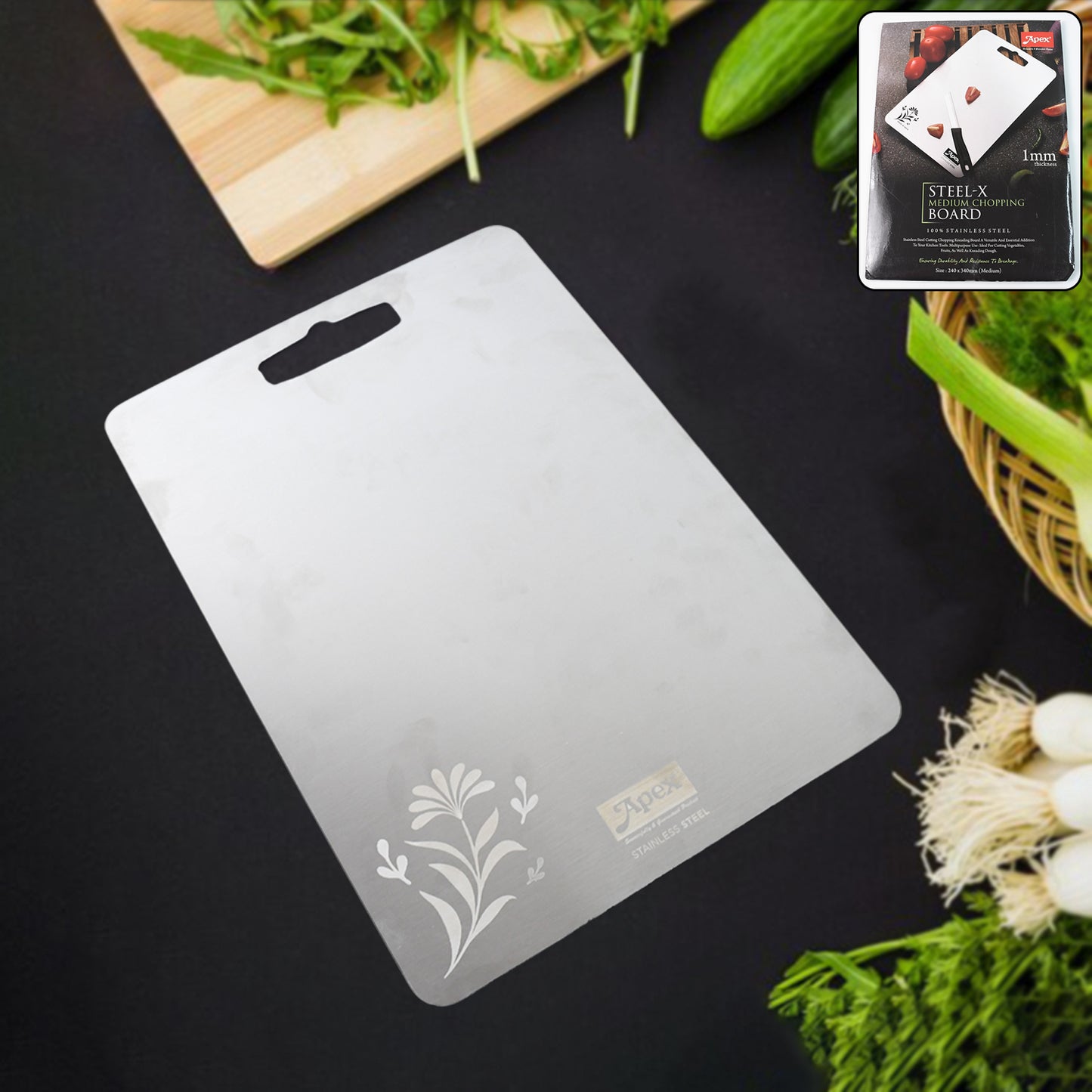 Apexsteel-X Stainless Steel Medium Chopping Board