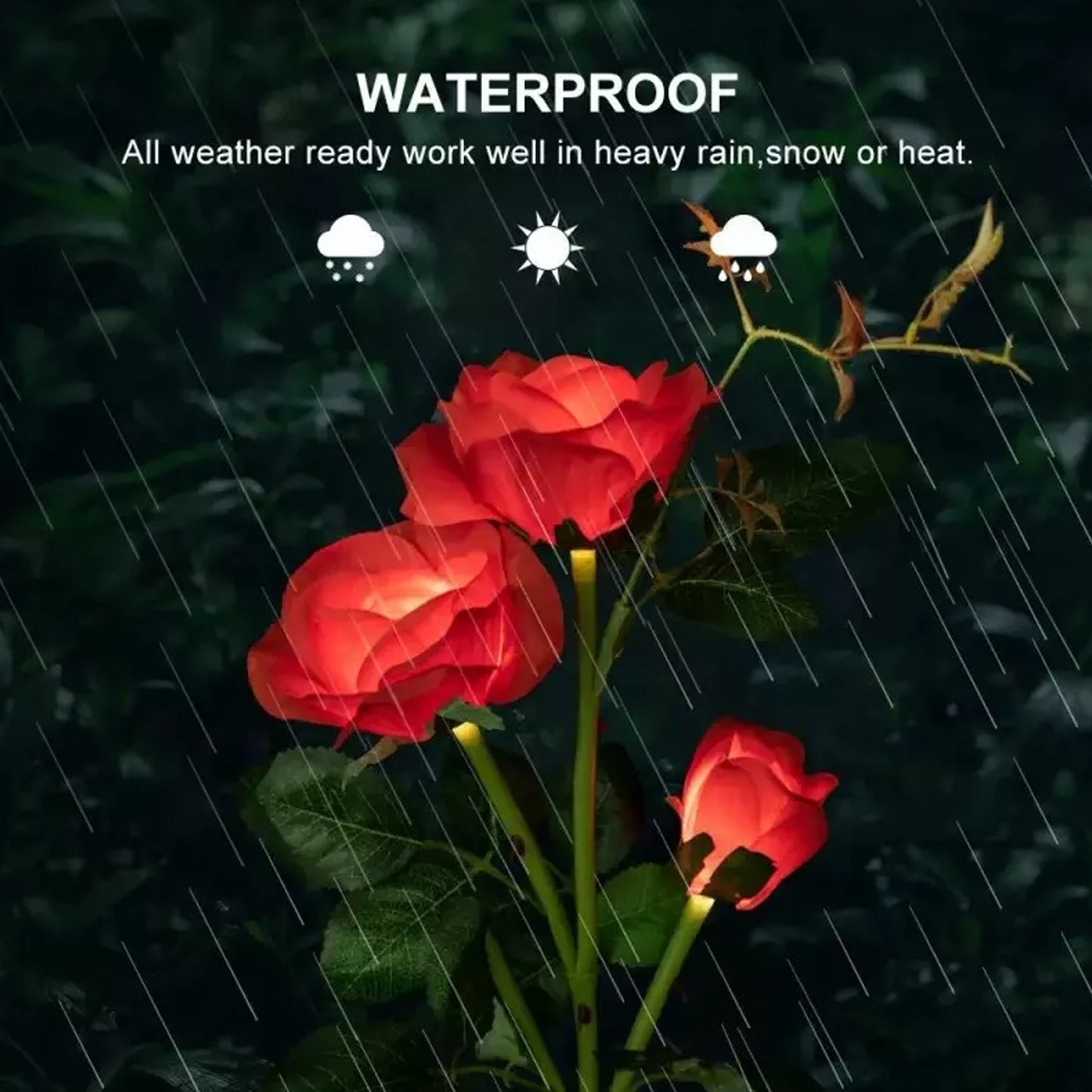 Garden Solar Outdoor Rose Lights Decorative  Waterproof Flower Light For Garden Patio Landscape Pathway Yard Holiday Decoration
