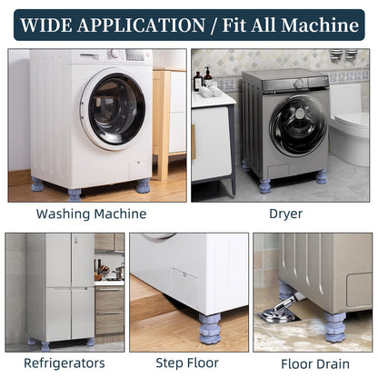 Washing Machine Support Anti Vibration Washing Machine Support Adjustable Washer Anti Vibrasion Pads Washer  Dryer Pedestalswashing Machine Accessory Anti- Skid Pad Pvc Lifting Pad Non-Slip ( 4 Pc Set  1Pc )