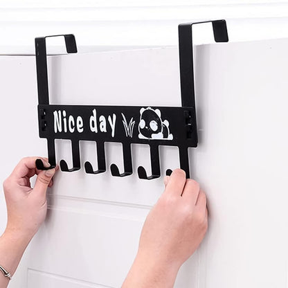 Heavy-Duty Carbon Steel Door Hook Hanger Rack (1 Pc  6 Hook  Black)