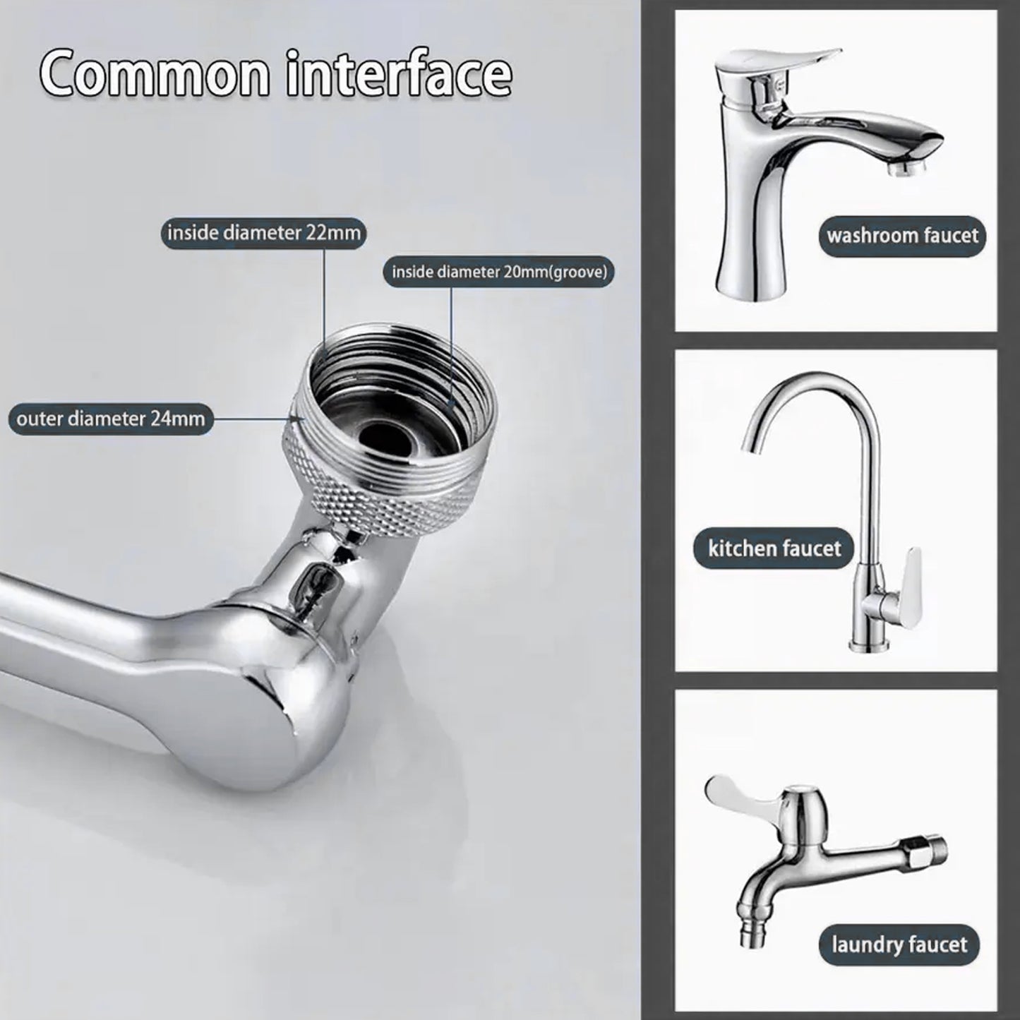 Splash Faucet Filter Faucet 1080 Rotating Faucet Sprayer Head Double O-Ring Design Movable Tap Water Saving Sink Aerator Extender For Bathroom Kitchen