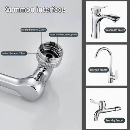 Splash Faucet Filter Faucet 1080 Rotating Faucet Sprayer Head Double O-Ring Design Movable Tap Water Saving Sink Aerator Extender For Bathroom Kitchen