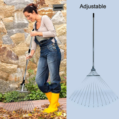 115-152 Cm Rake For Gardening Stainless Steel Telescopic Garden Rake For Quick Clean Up Of Lawn And Yard Adjustable Rake Claws Spacing Garden Broom With Long Handle For Clean Leaves (Moq - 2 Pc)