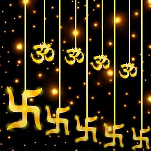 Swastik Om Curtain Decorative Lights String Lights With 12 Hanging Props138 Led Diwali Decoration Items For Home Decor Night Light Room Lights For Bedroom Balcony Decor.