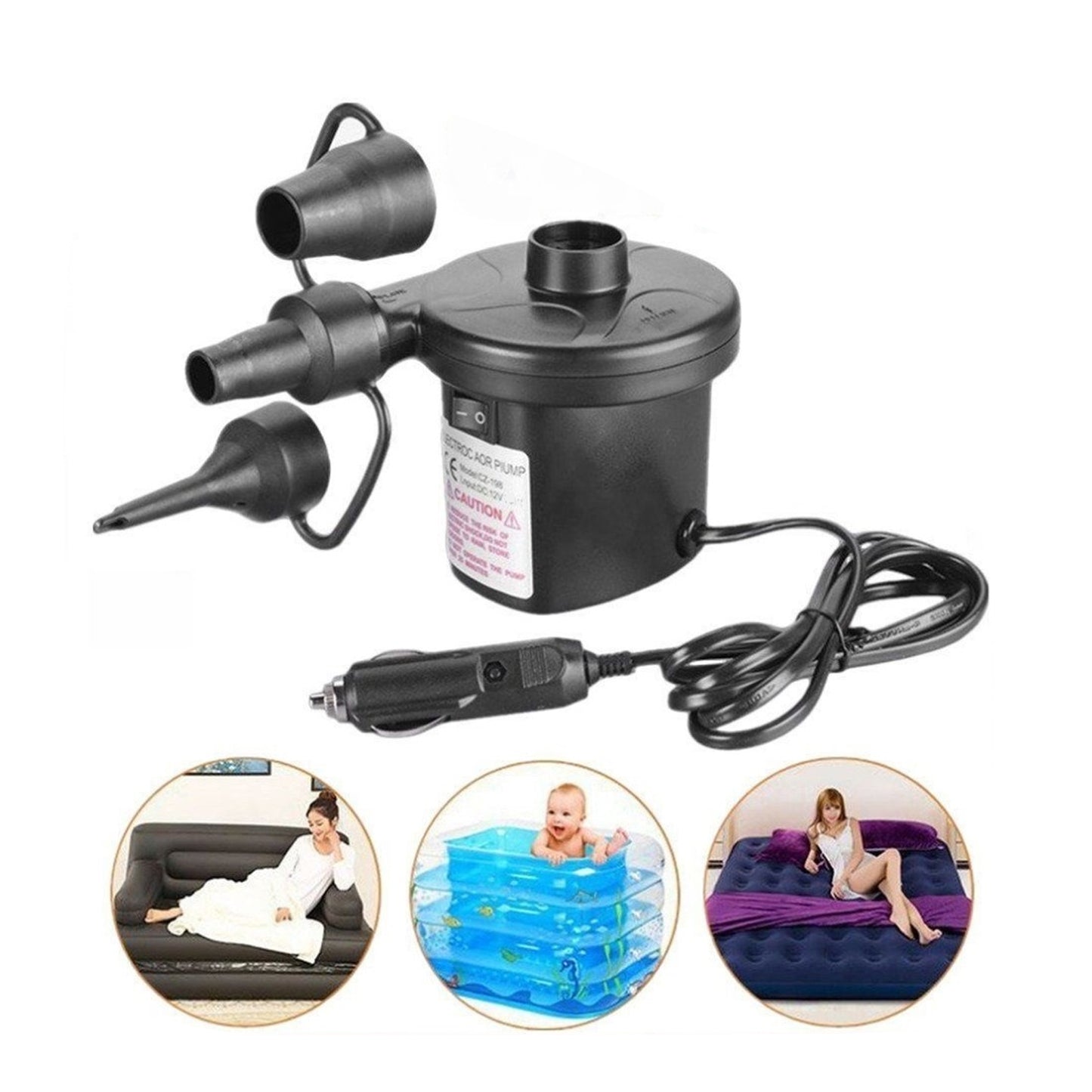 Multi-Purpose Electric Air Pump Without Valve Adaptors For Quickly Inflatesdeflates Sofa Bed Swimming Pool Tubes Toys Air Bags
