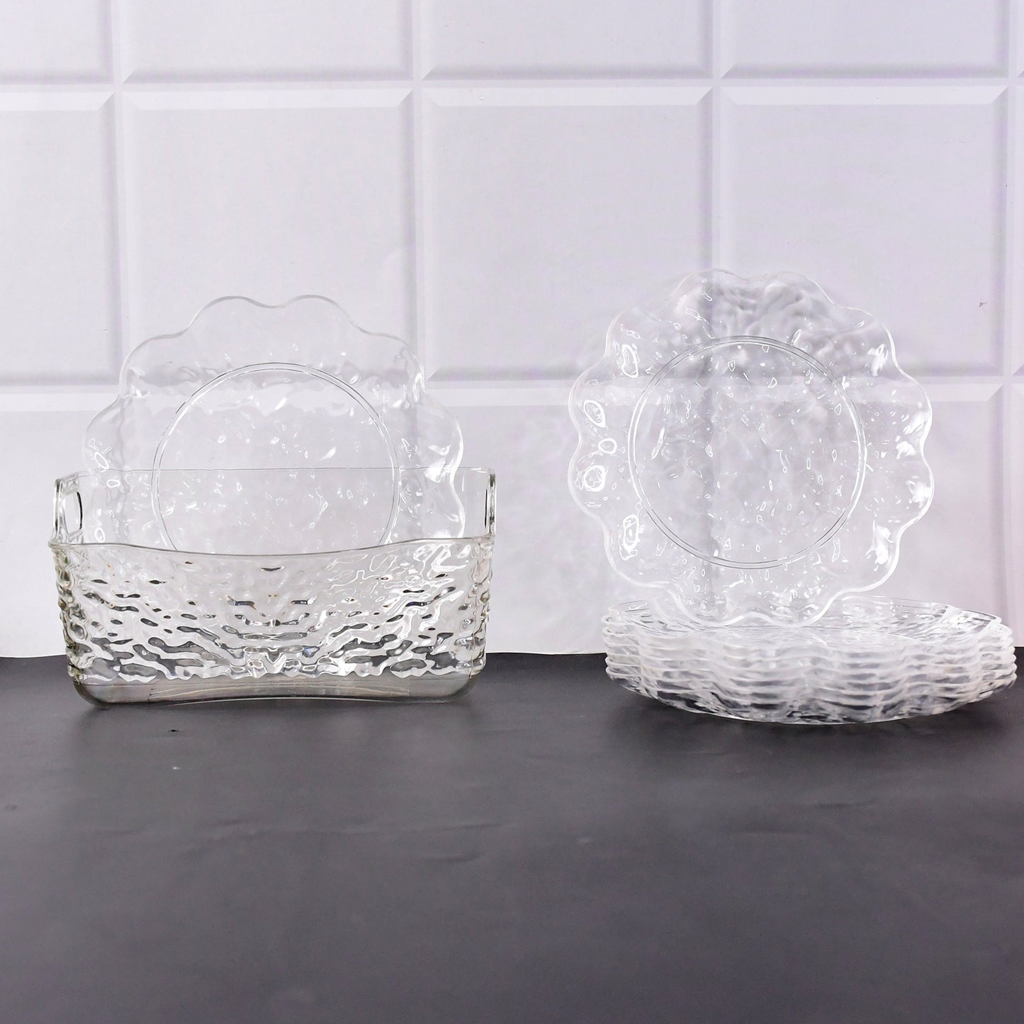 9 In1 Plastic Bowl With Serving Tray  Plates Set