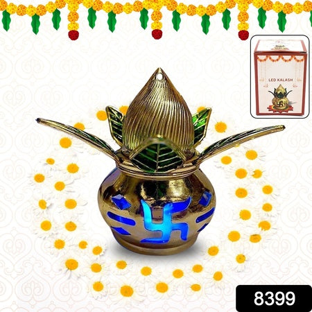 Goldplated Eco Friendly Led Kalash  For Pooja Mandir (1 Pc  Multicolor Led)