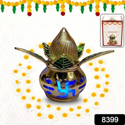 Goldplated Eco Friendly Led Kalash  For Pooja Mandir (1 Pc  Multicolor Led)