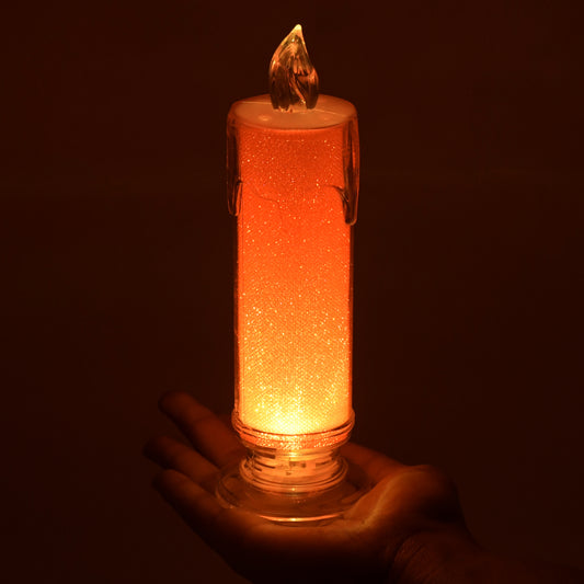 Red Led Flameless Candles Battery Operated Pillar Candles Flickering Realistic Decorative Lamp Votive Transparent Flameless Ornament Tea Party Decorations For Hotel Scenehome Decor Restaurant Diwali Decoration Candle Crystal Lamp (1 Pc)