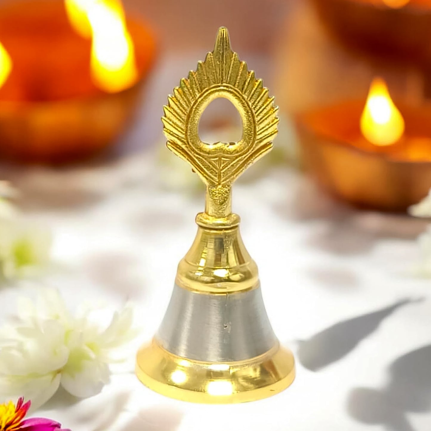 Brassand Steel Temple Ghanti (Pooja Bell)  Decorative Spiritual Accessory