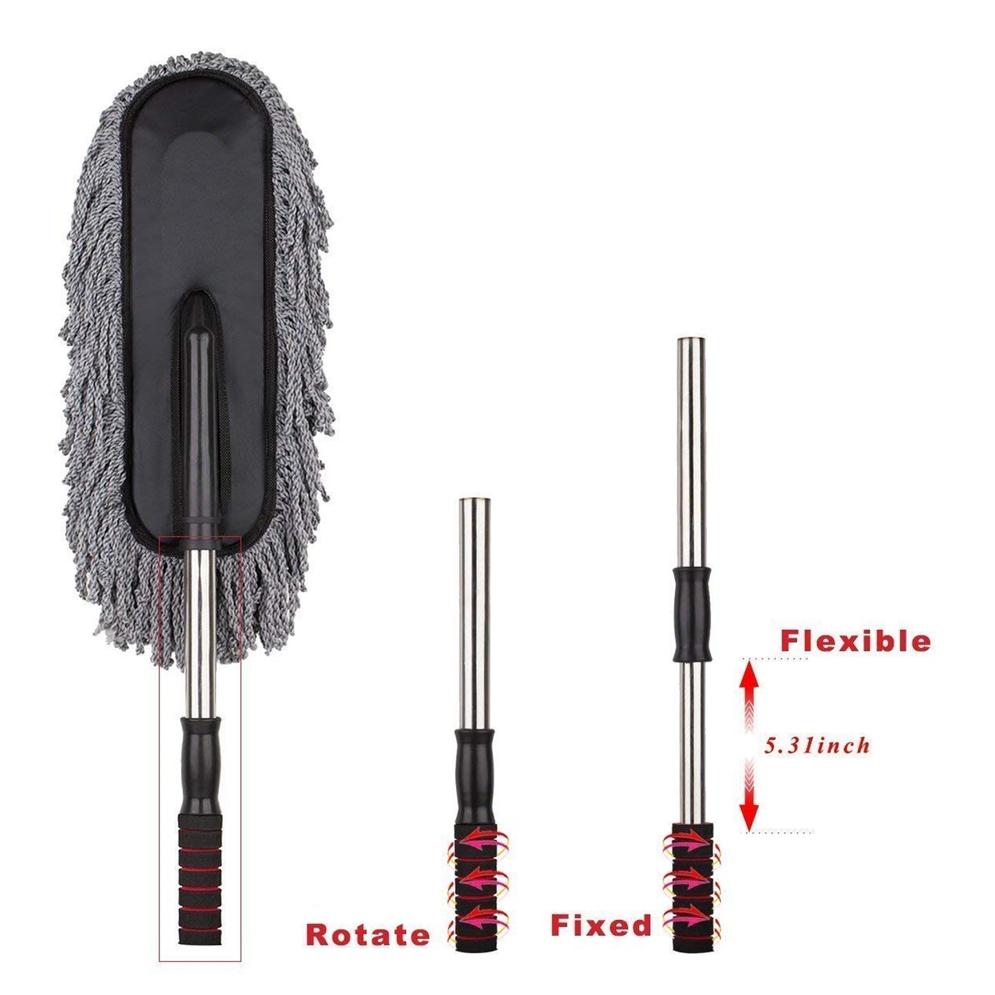 Car Duster Long Retractablesoftnon-Sliphandle Multipurpose Microfiber Wash Brush Vehicle Interior And Exterior Cleaning Kit With For Car Boats Or Home