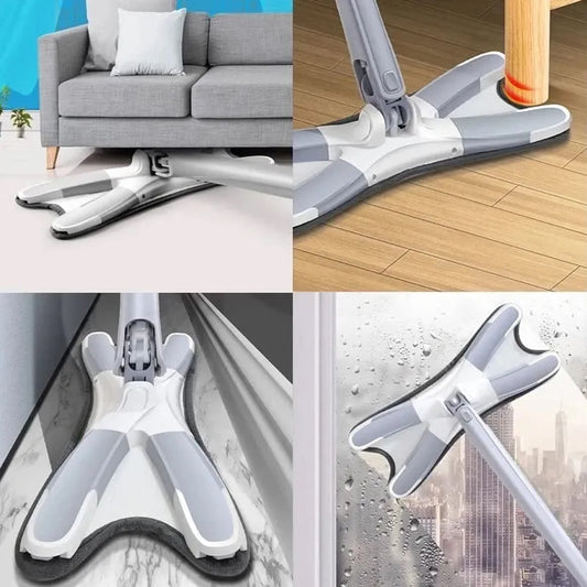 Adjustable Long Handle 360 Degree Flat Hand Mop X Type Automatic Water Rotation For Wood Ceramic Tile Easy Squeeze Mop For Floor Window Wall Kitchen Sofa Corners Ceiling